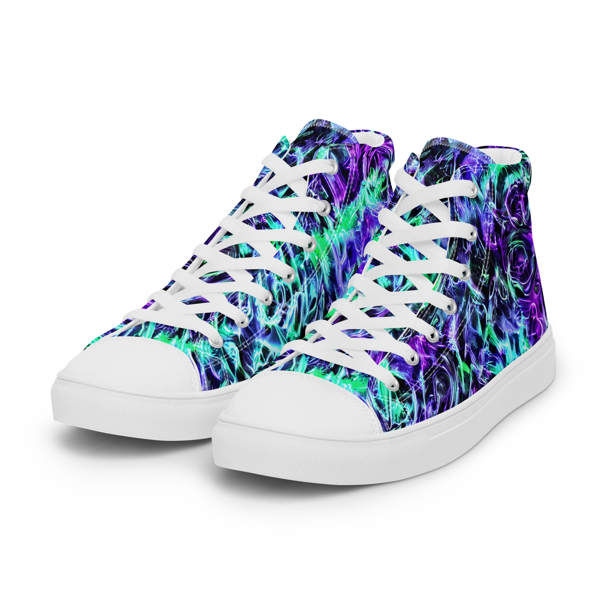 Liquid Afterglow on Women's High Top Canvas Shoes — Left Front