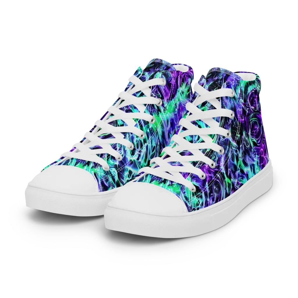 Liquid Afterglow on Women's High Top Canvas Shoes — Left Front
