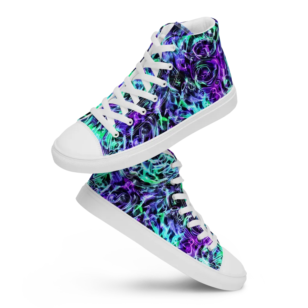 Liquid Afterglow on Women's High Top Canvas Shoes — Front