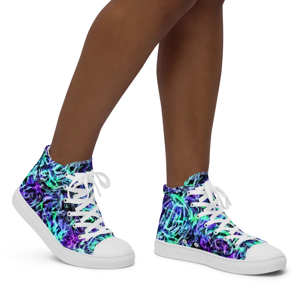 Liquid Afterglow on Women's High Top Canvas Shoes — Right