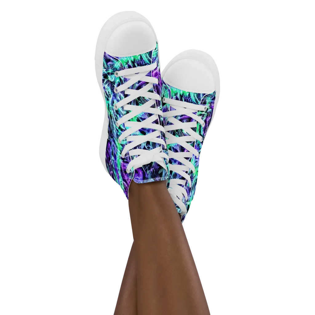 Liquid Afterglow on Women's High Top Canvas Shoes — Front