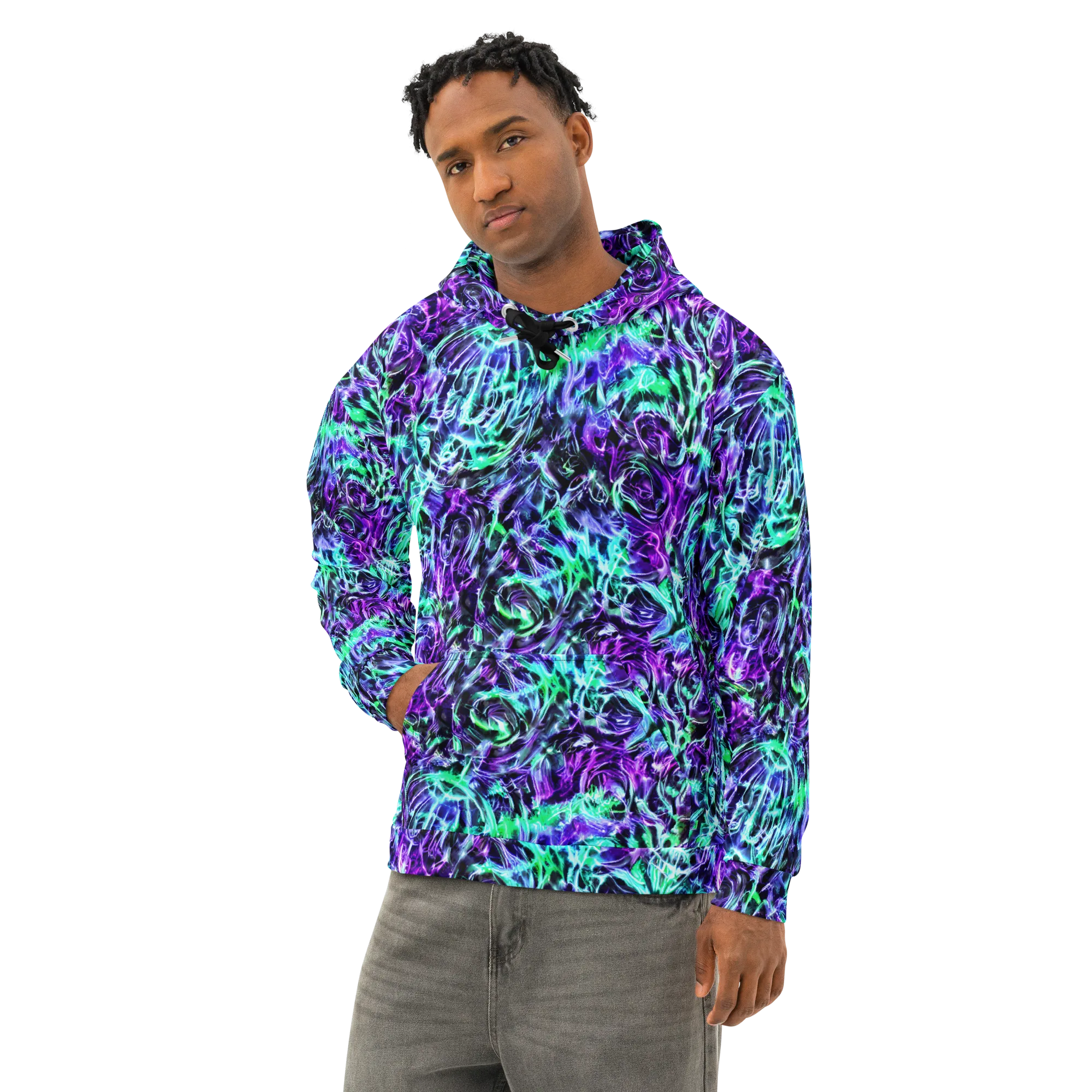 Liquid Afterglow on Cotton Hoodie — Left Front