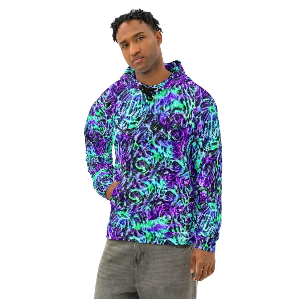 Liquid Afterglow on Cotton Hoodie — Left Front