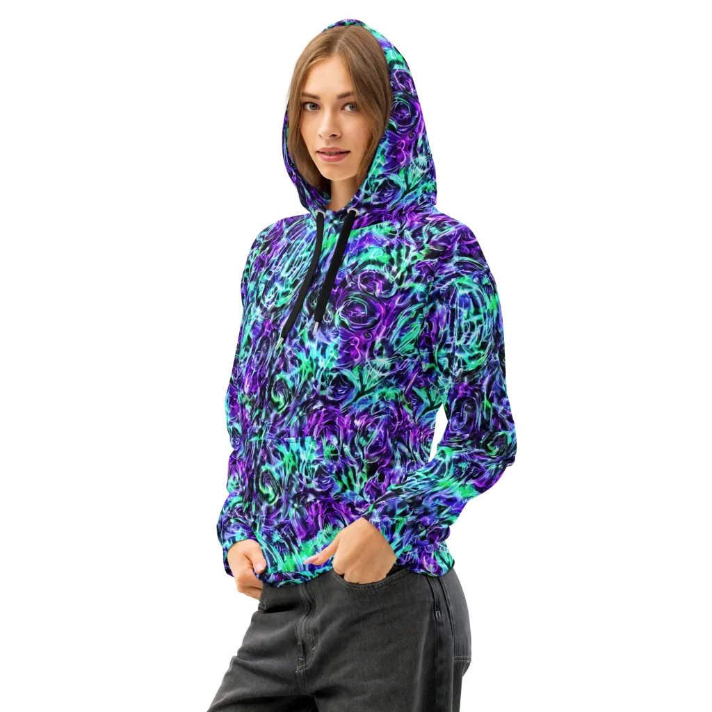 Liquid Afterglow on Cotton Hoodie — Left Front