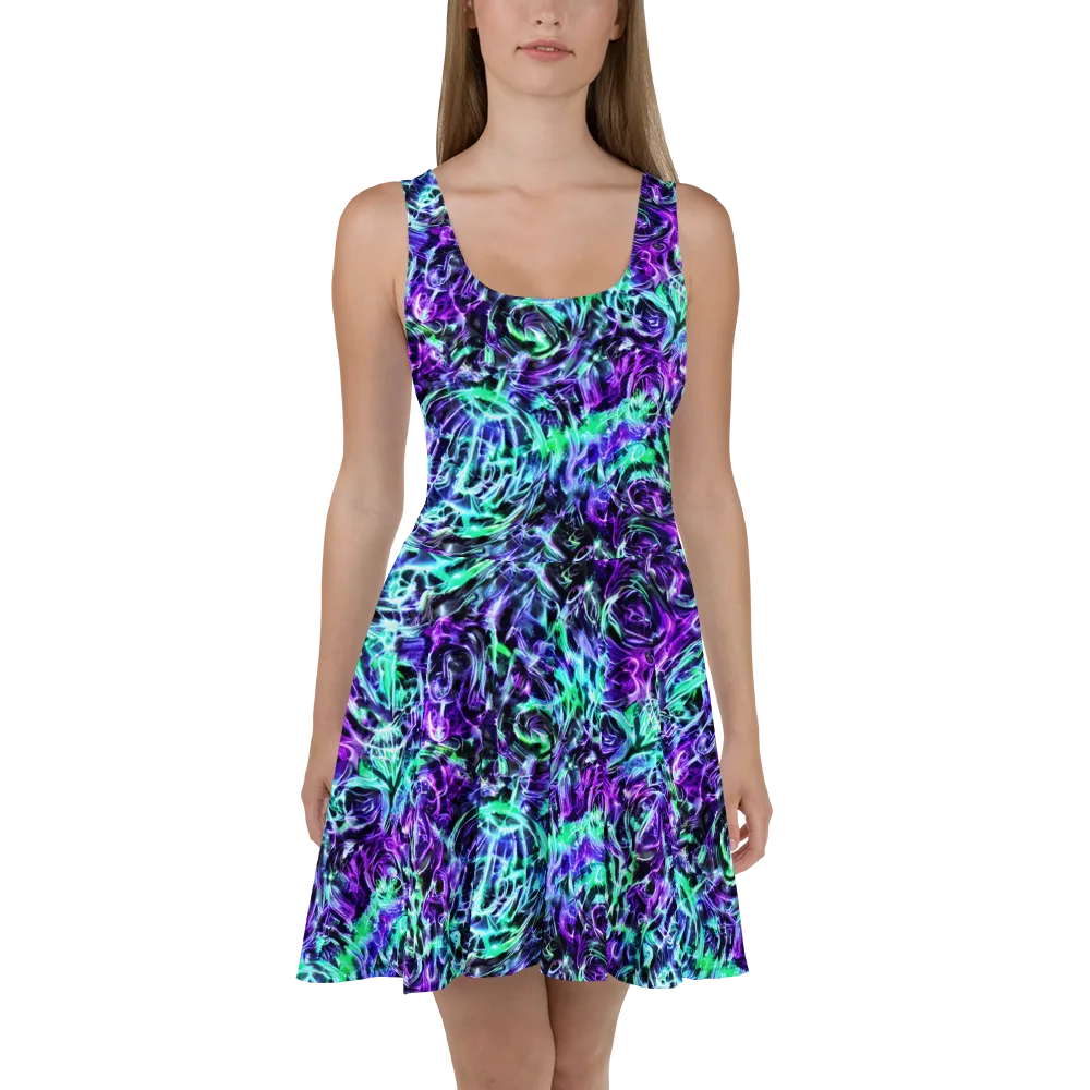 Liquid Afterglow on Skater Dress — Front