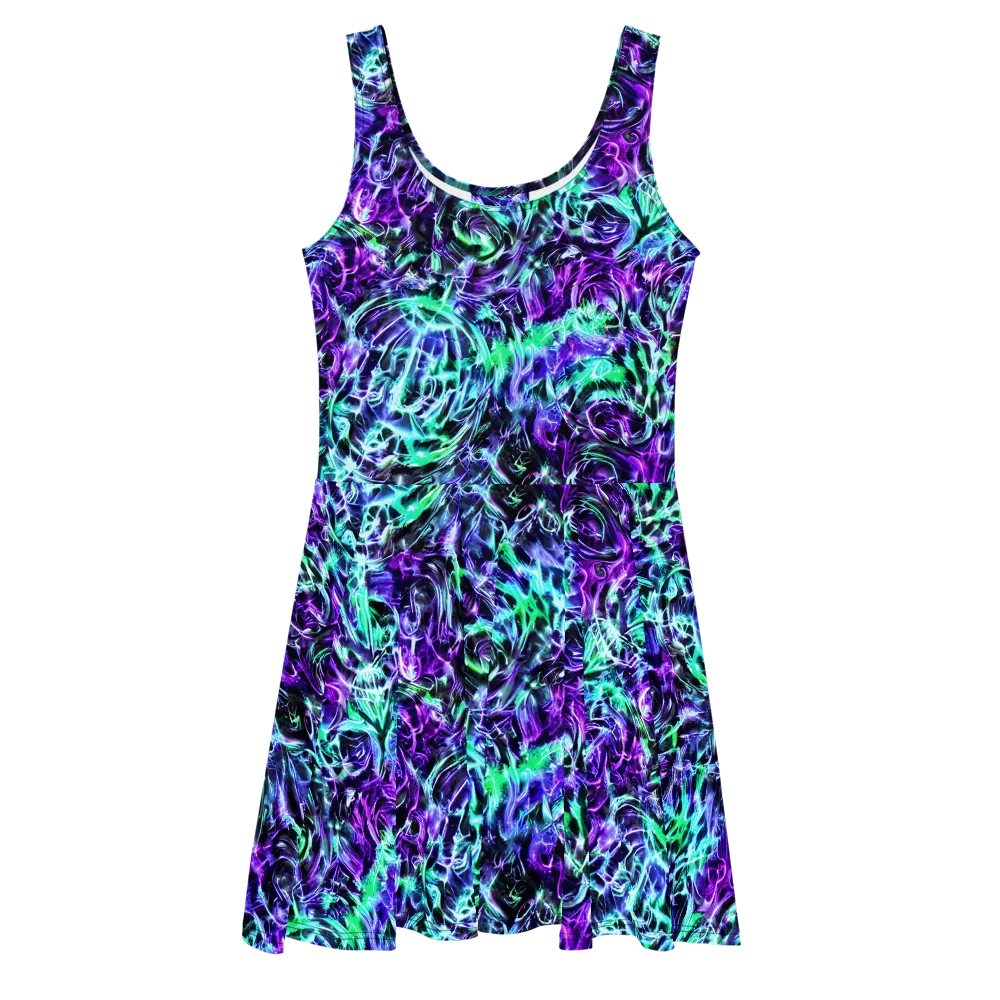 Liquid Afterglow on Skater Dress — Front
