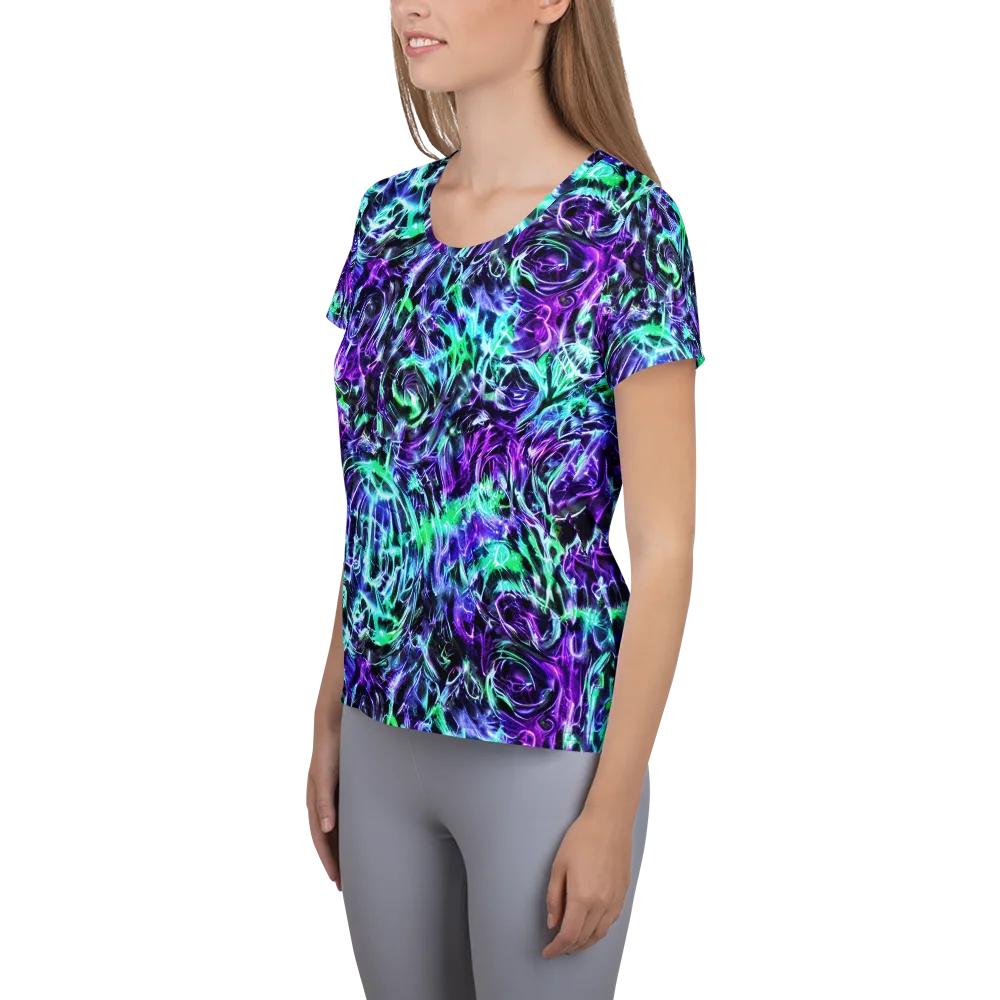 Liquid Afterglow on Women's Athletic T-Shirt — Left