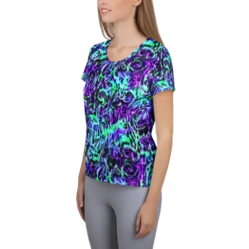 Liquid Afterglow on a Women's Athletic T-Shirt