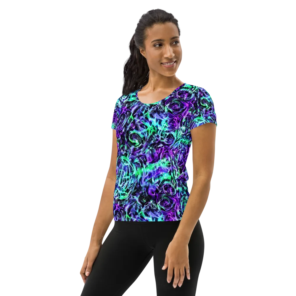 Liquid Afterglow on Women's Athletic T-Shirt — Left