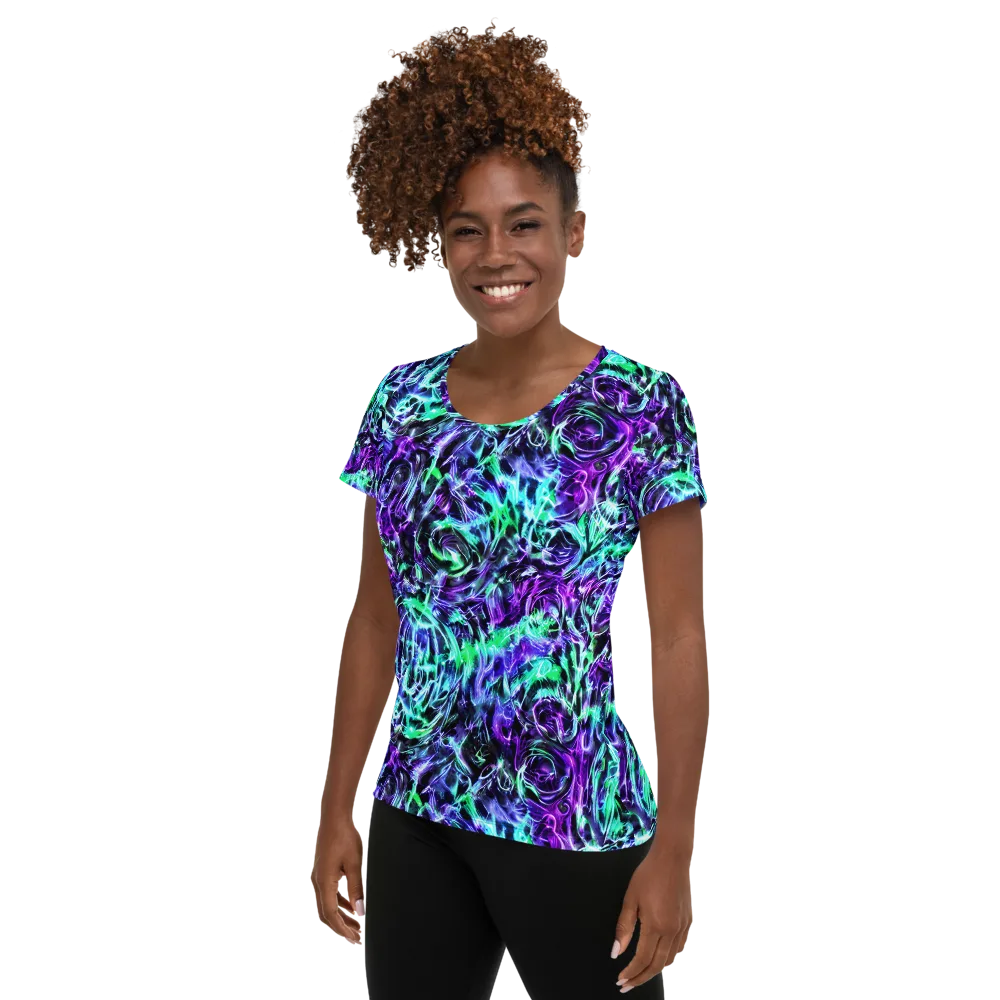 Liquid Afterglow on Women's Athletic T-Shirt — Left