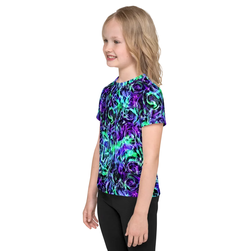 Liquid Afterglow on Kids Crew Neck T-Shirt — Left