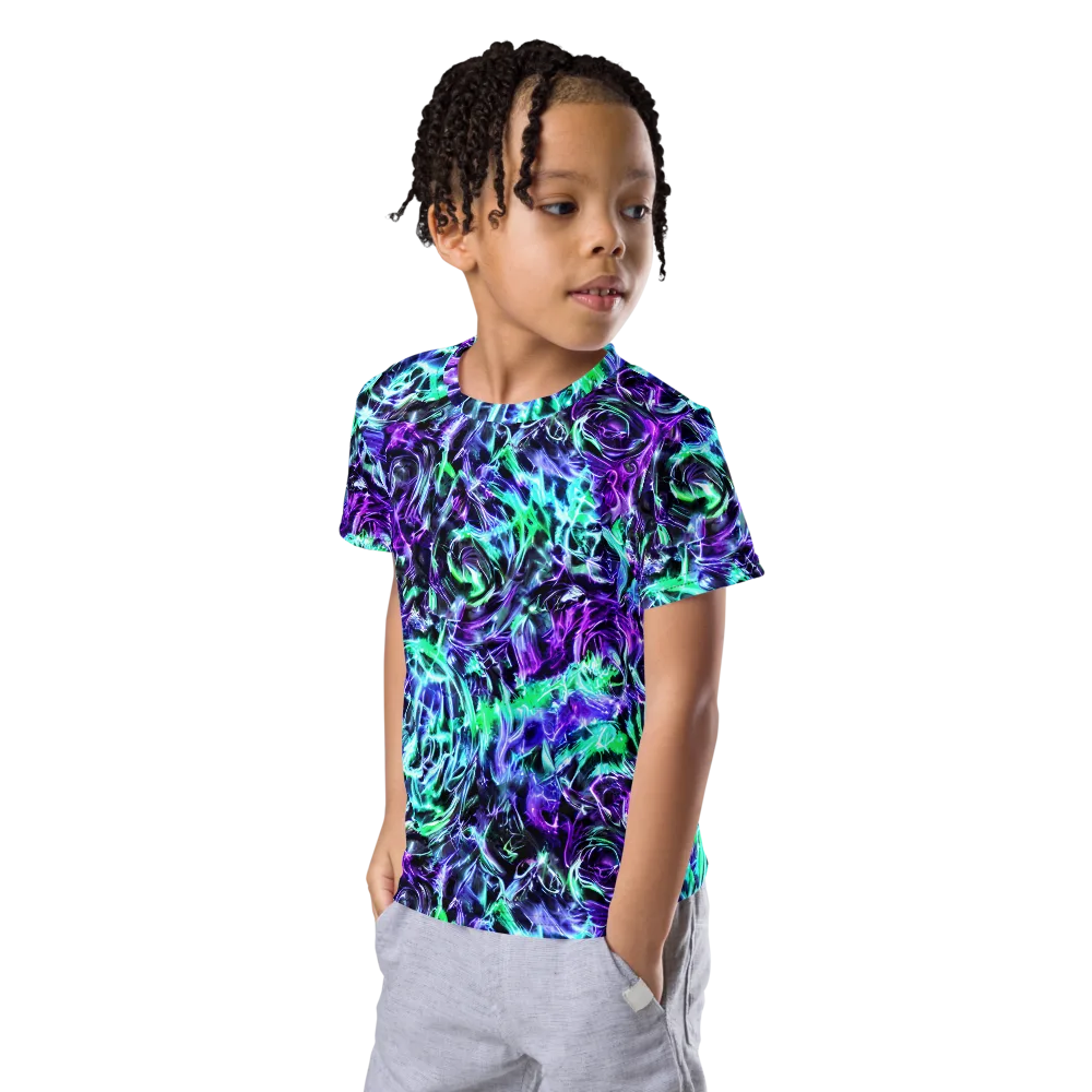 Liquid Afterglow on Kids Crew Neck T-Shirt — Left Front