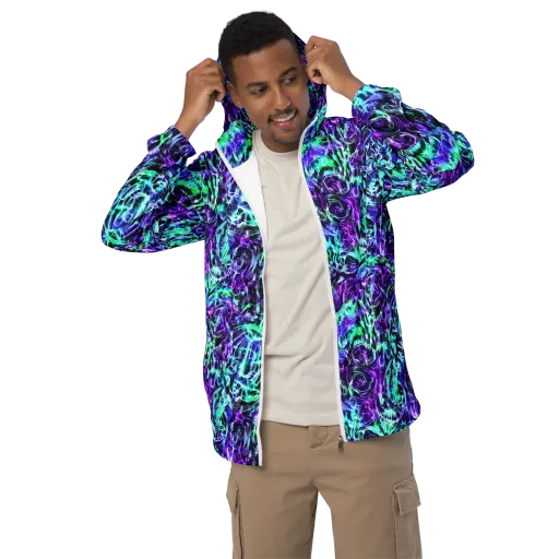 Liquid Afterglow on a Men's Windbreaker