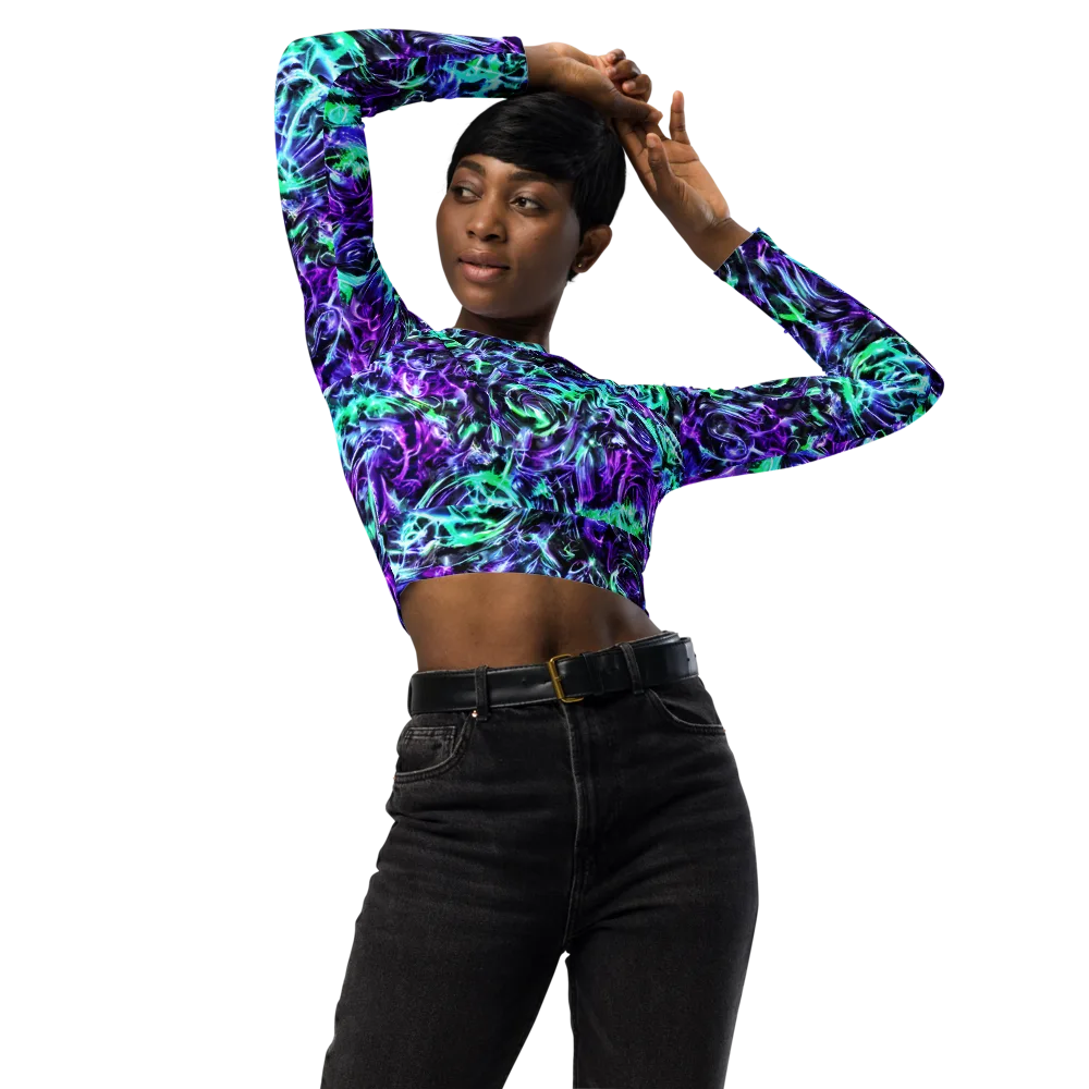 Liquid Afterglow on Long Sleeve Crop Top — Front