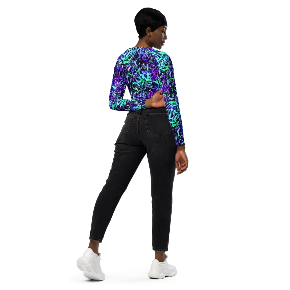 Liquid Afterglow on Long Sleeve Crop Top — Right Back