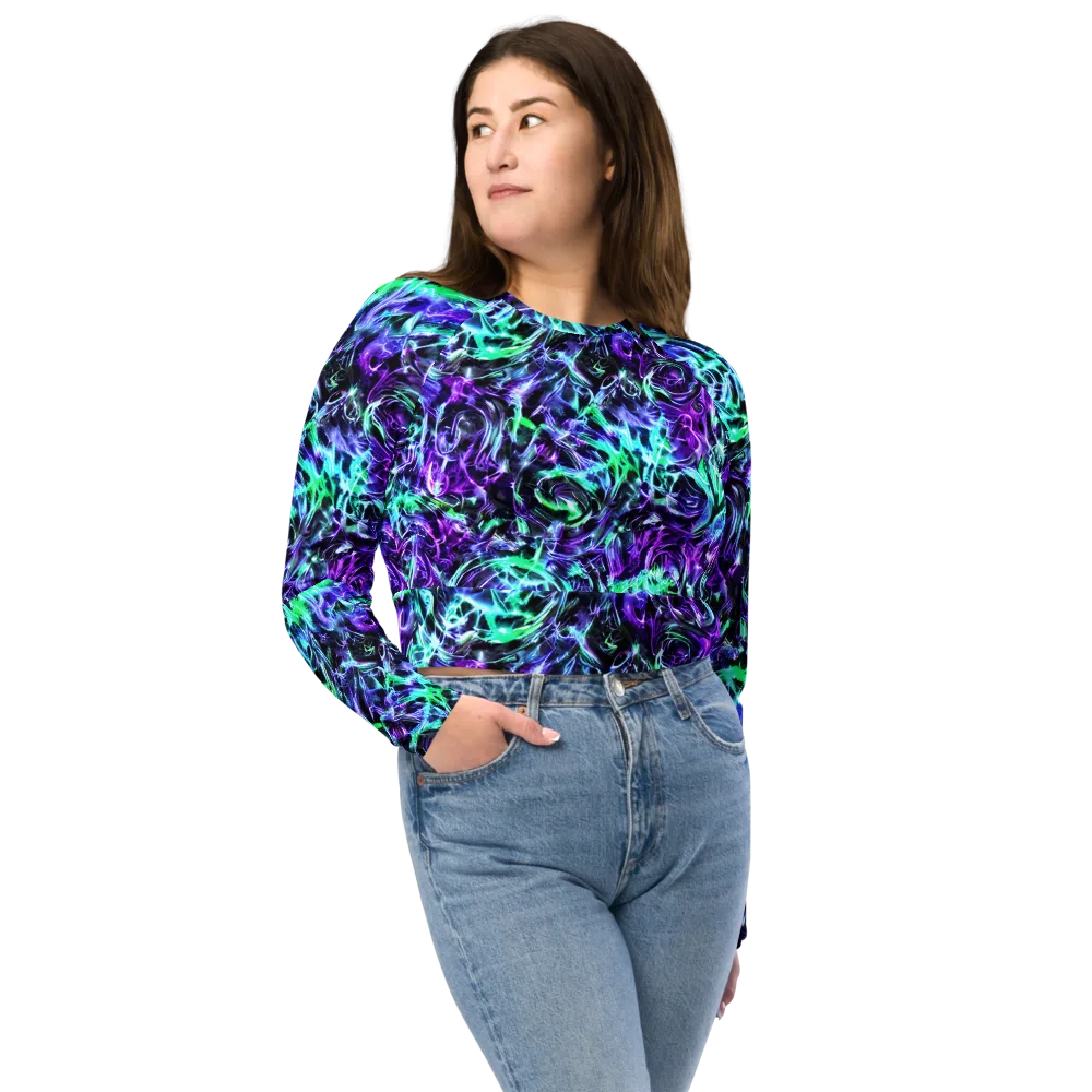 Liquid Afterglow on Long Sleeve Crop Top — Front
