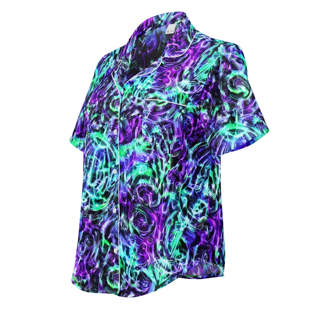 Liquid Afterglow on Women's Short Sleeve Pajama Top — Left Front