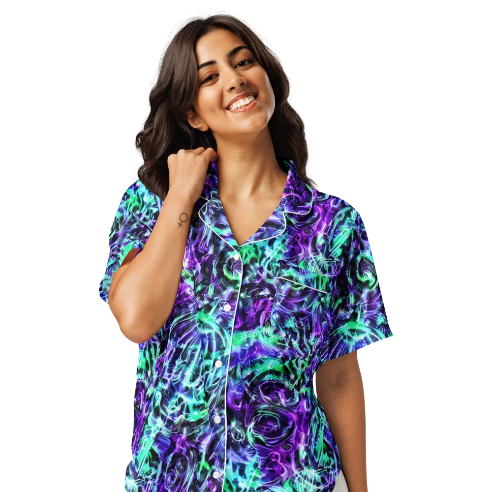 Liquid Afterglow on Women's Short Sleeve Pajama Top — Front