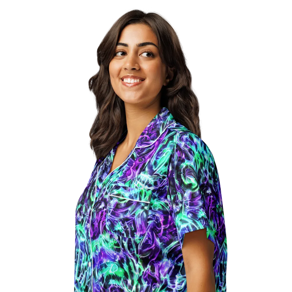 Liquid Afterglow on Women's Short Sleeve Pajama Top — Left Front