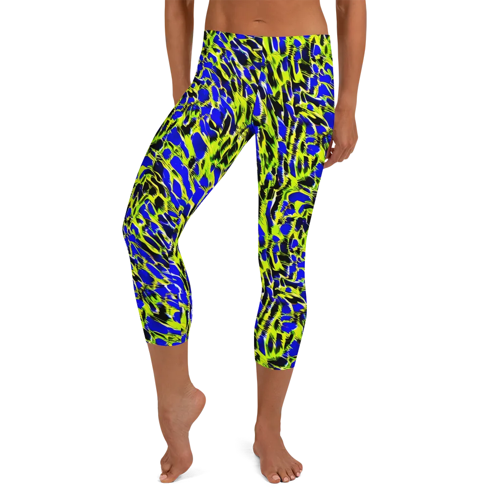 Lime Static on Capri Leggings — Front