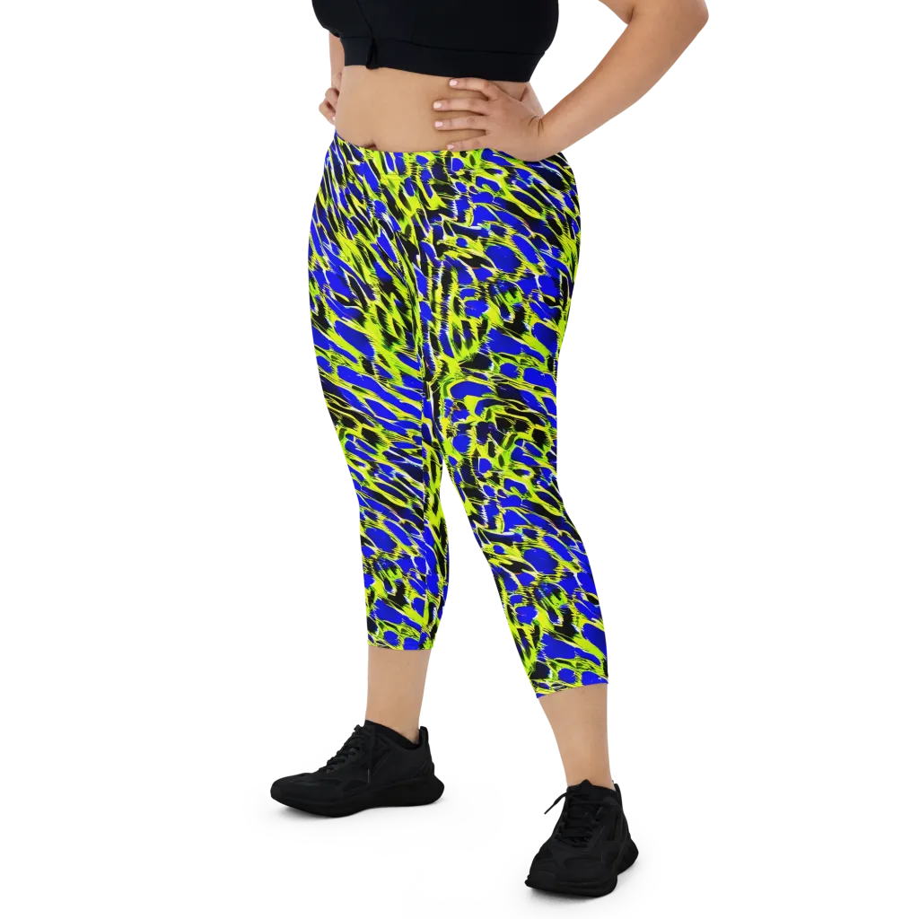 Lime Static on Capri Leggings — Front