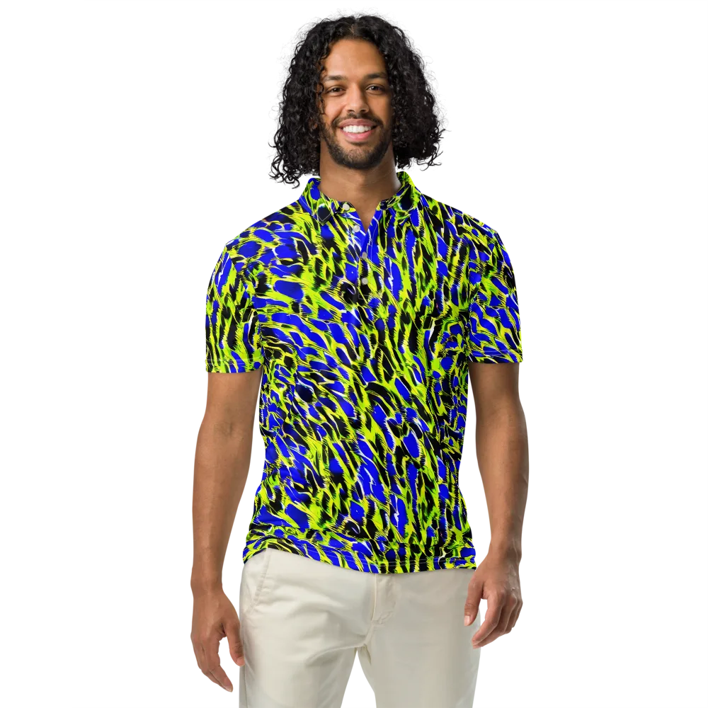 Lime Static on Men's Slim Fit Polo Shirt — Front
