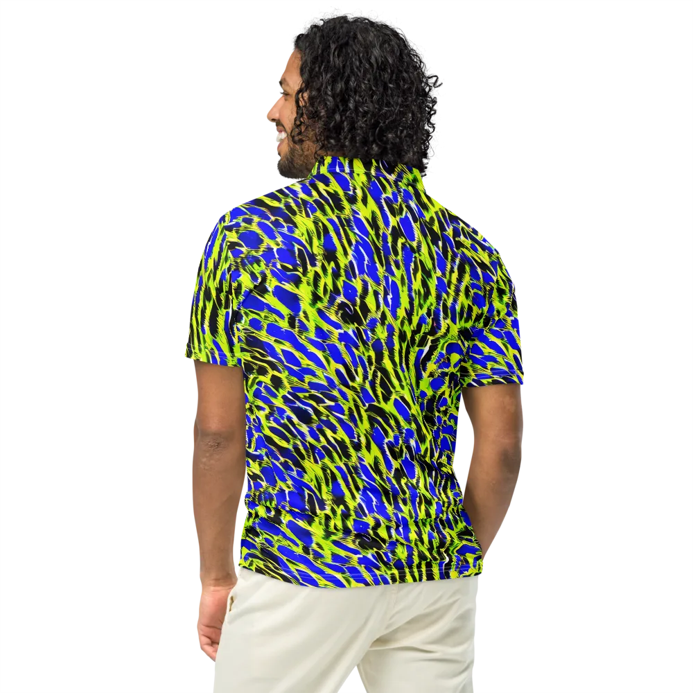 Lime Static on Men's Slim Fit Polo Shirt — Back