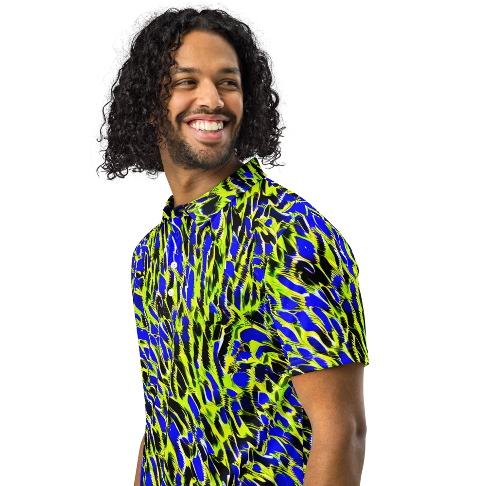 Lime Static on Men's Slim Fit Polo Shirt — Left Front