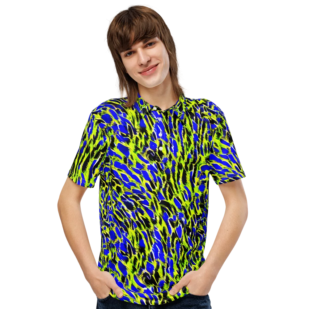 Lime Static on Men's Slim Fit Polo Shirt — Front