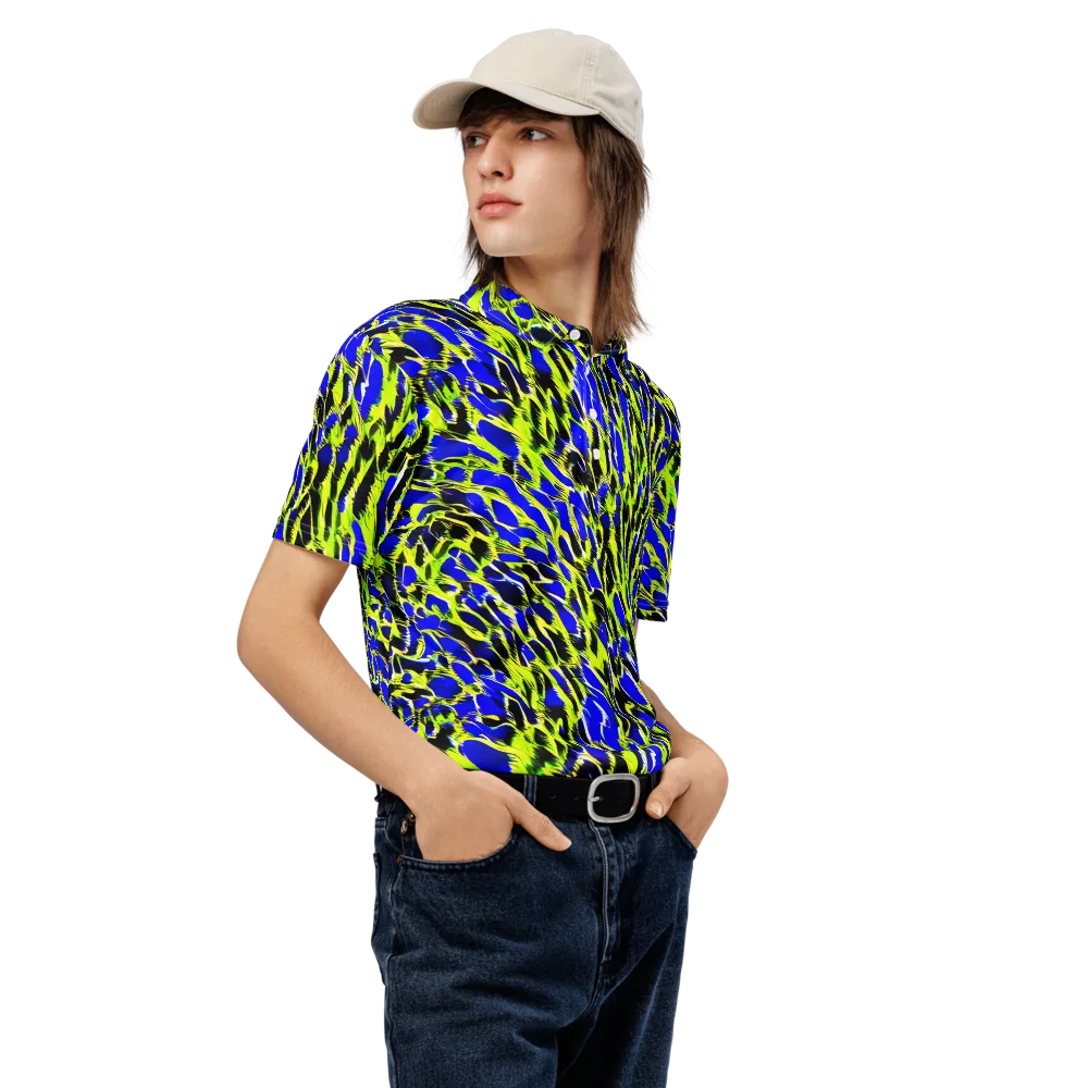 Lime Static on Men's Slim Fit Polo Shirt — Right Front