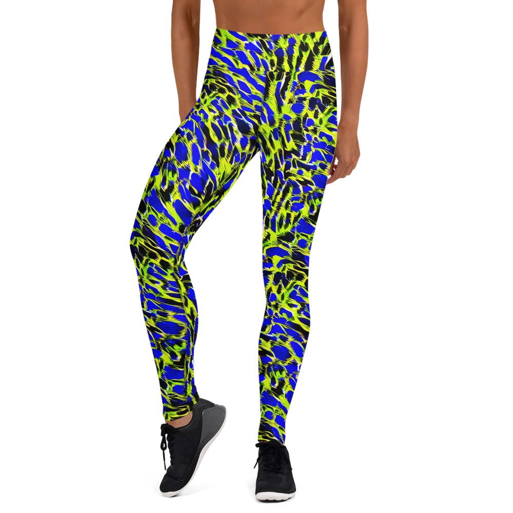 Lime Static on Yoga Leggings — Front