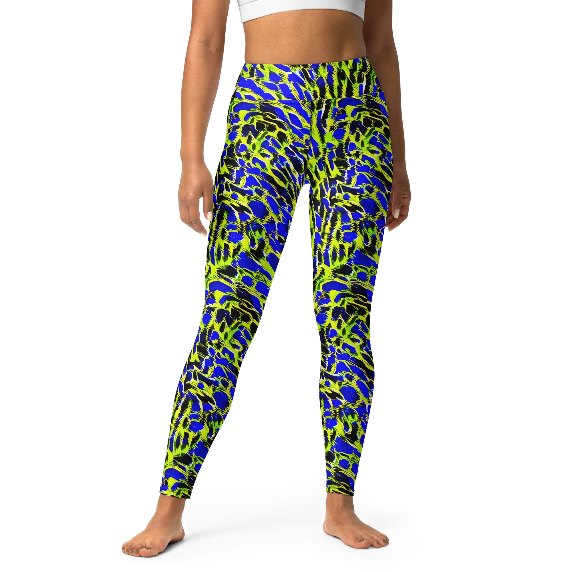 Lime Static on Yoga Leggings — Front