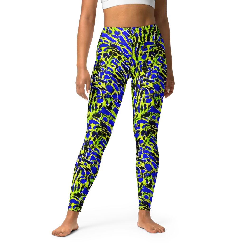 Lime Static on Yoga Leggings — Front