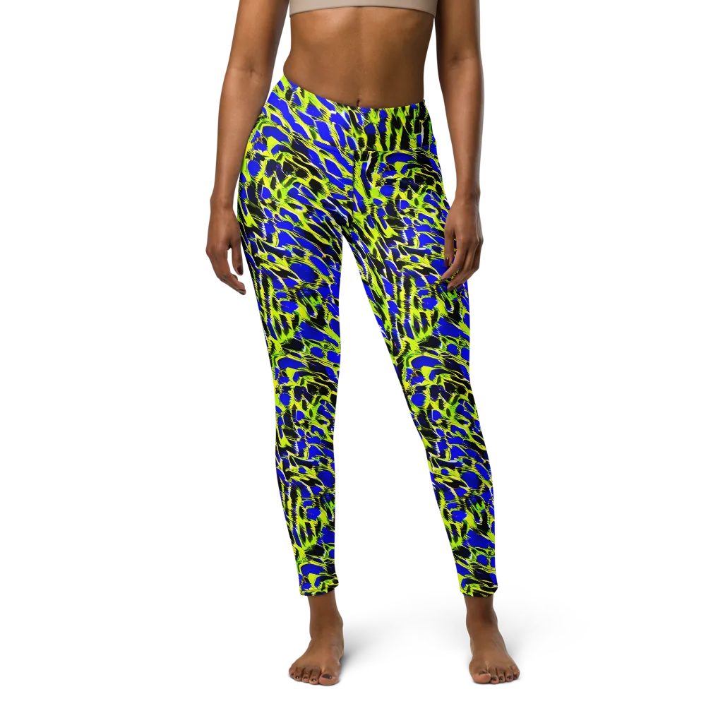 Lime Static on Yoga Leggings — Front