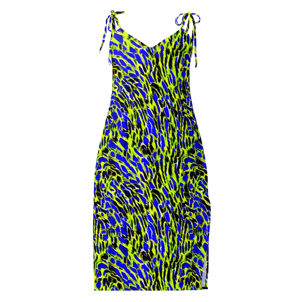 Lime Static on Slip Dress — Front
