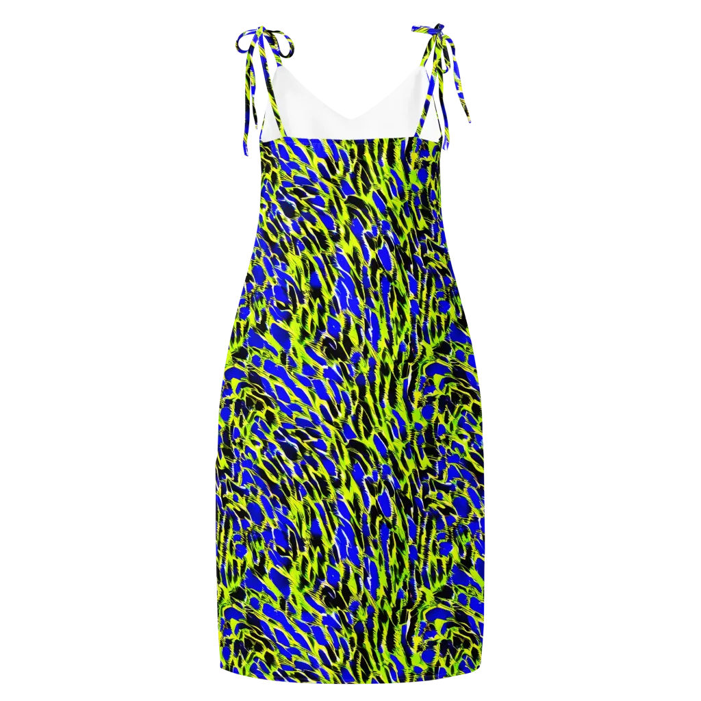 Lime Static on Slip Dress — Back