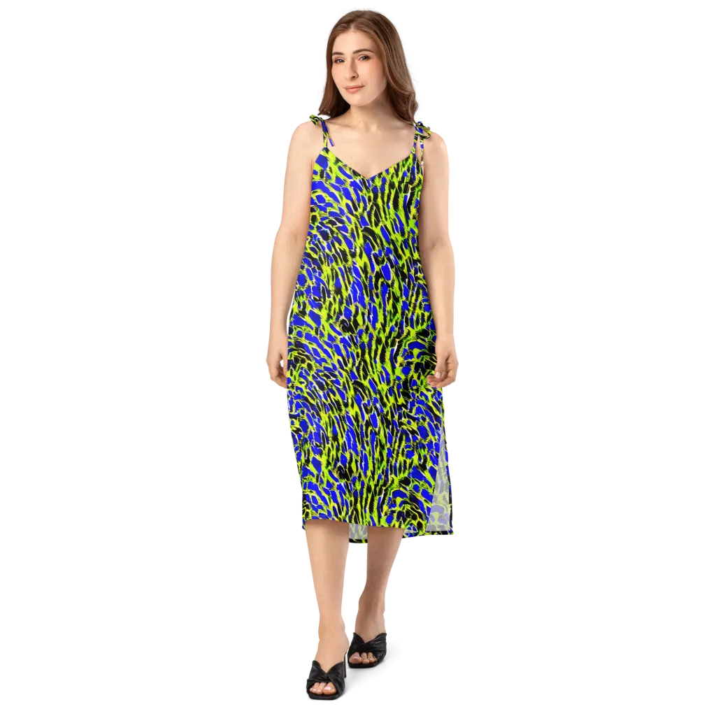 Lime Static on Slip Dress — Front