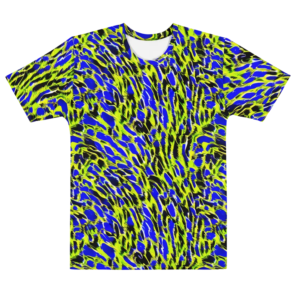 Lime Static on Men's Cotton Crew Neck T-Shirt — Front