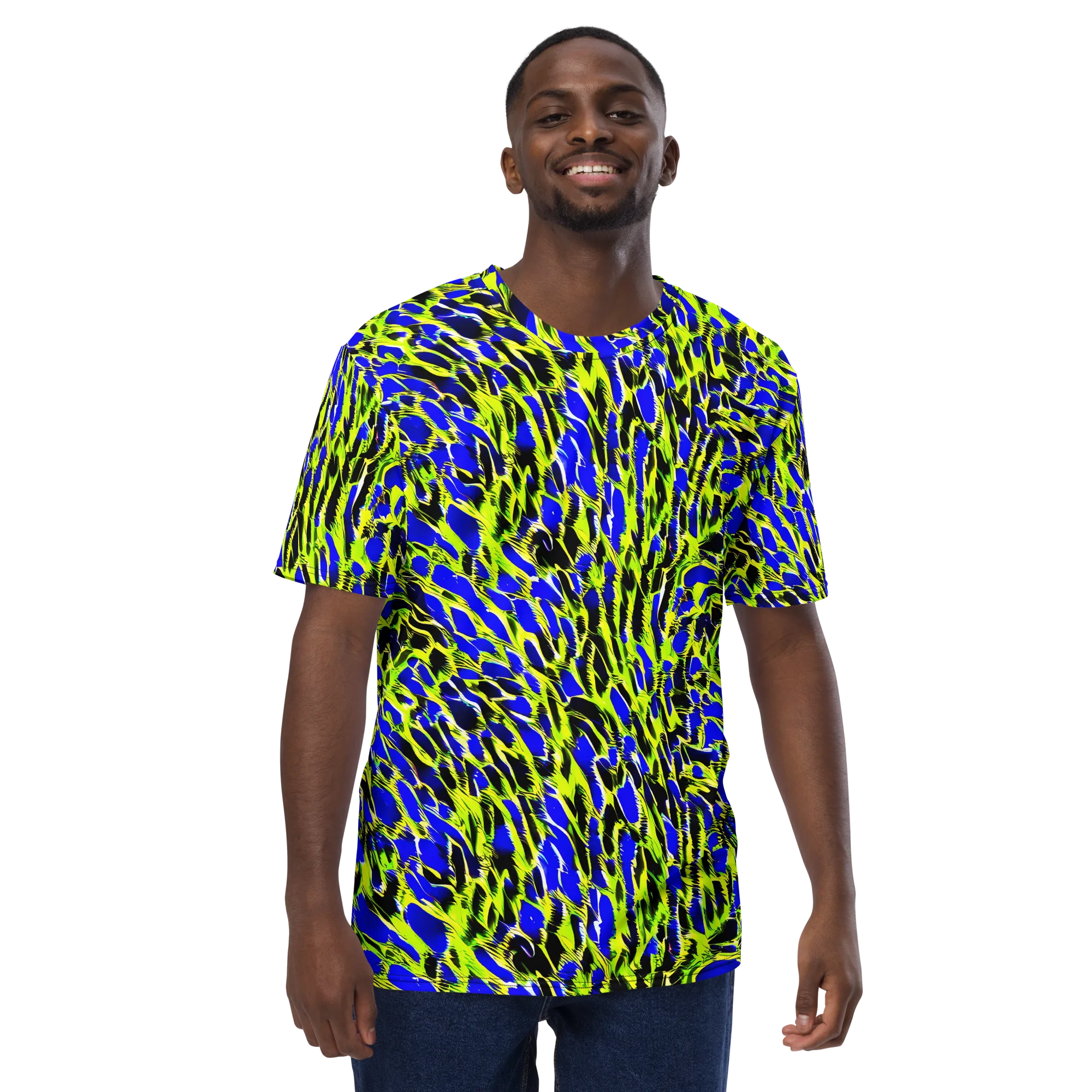 Lime Static on Men's Crew Neck T-Shirt — Front