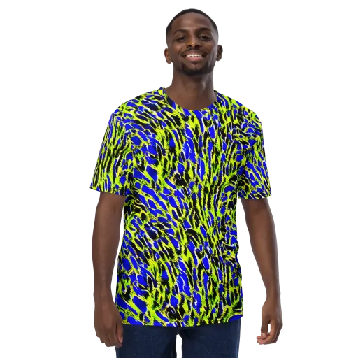 Lime Static on a Men's Crew Neck T-Shirt