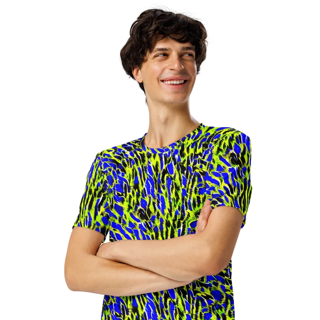 Lime Static on Men's Crew Neck T-Shirt — Left Front