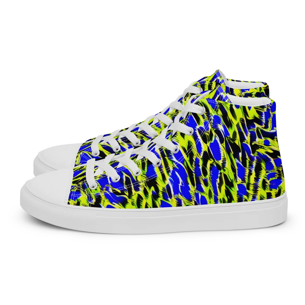 Lime Static on Men's High Top Canvas Shoes — Left