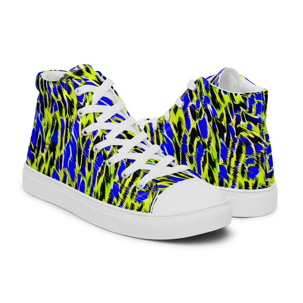 Lime Static on Men's High Top Canvas Shoes — Right