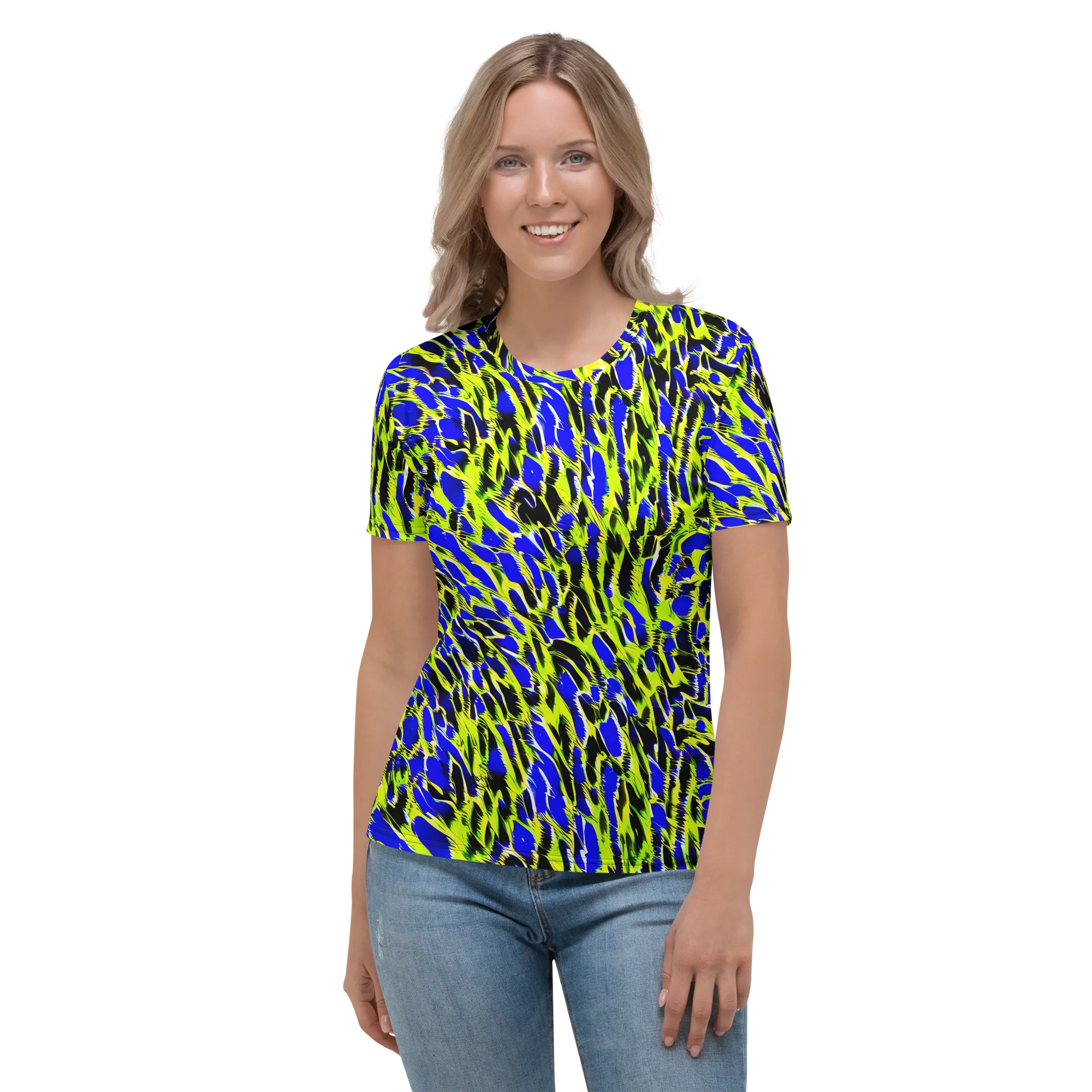 Lime Static on Women's Crew Neck T-Shirt — Front