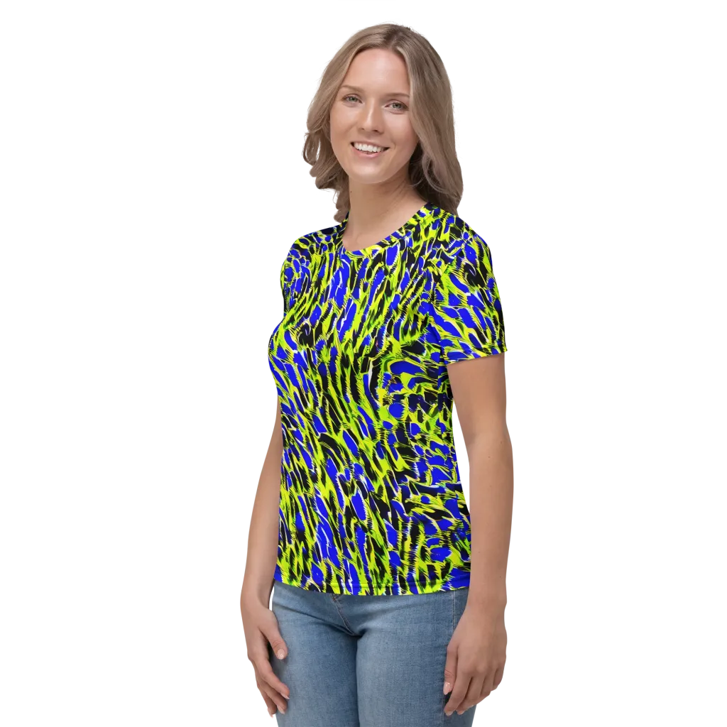 Lime Static on Women's Crew Neck T-Shirt — Left