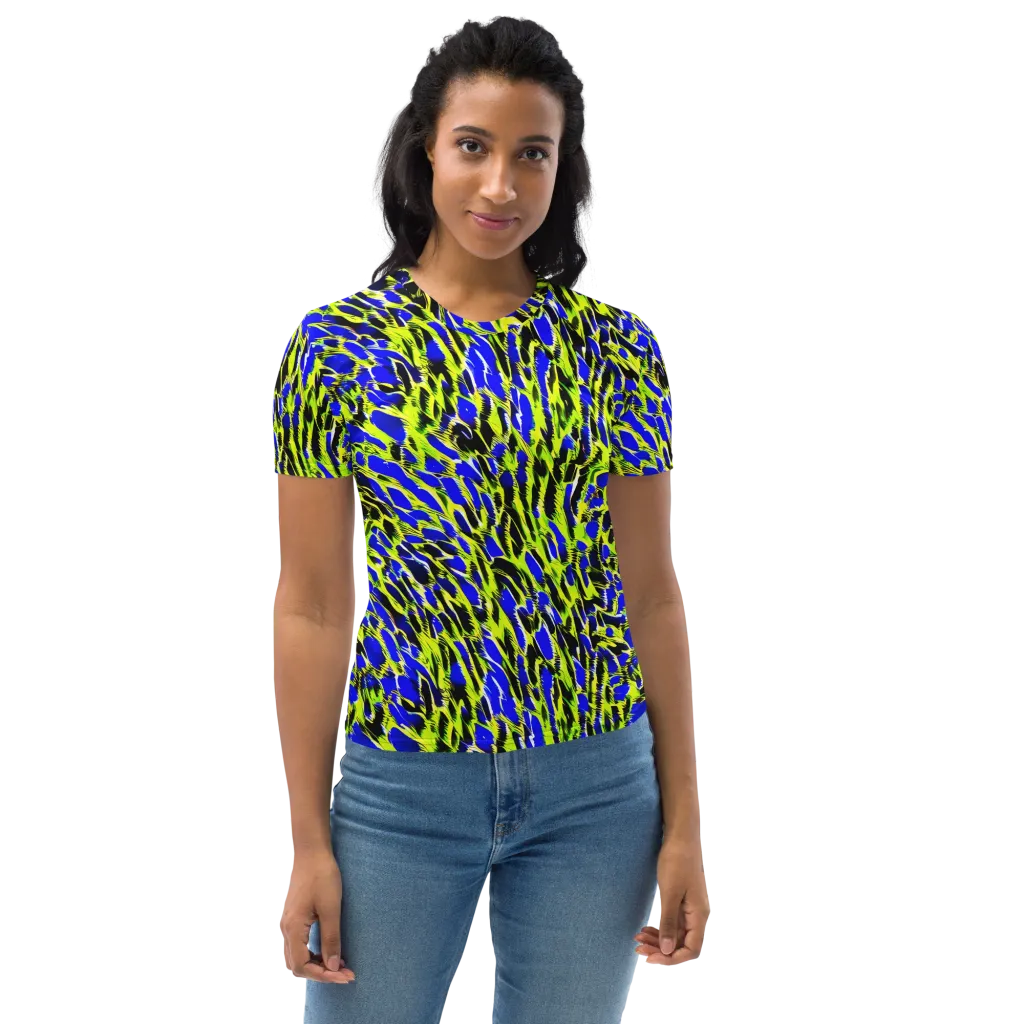 Lime Static on Women's Crew Neck T-Shirt — Front