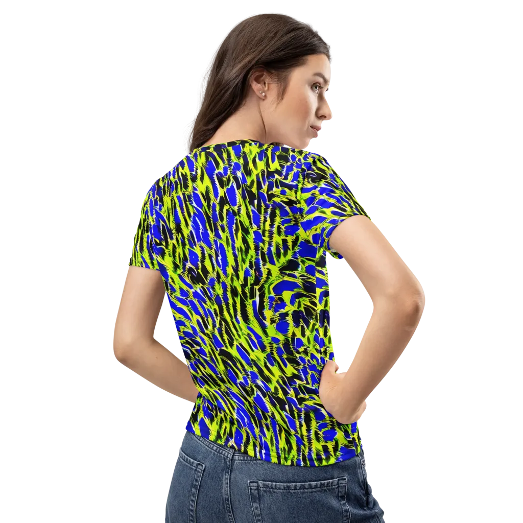 Lime Static on Women's Crew Neck T-Shirt — Back