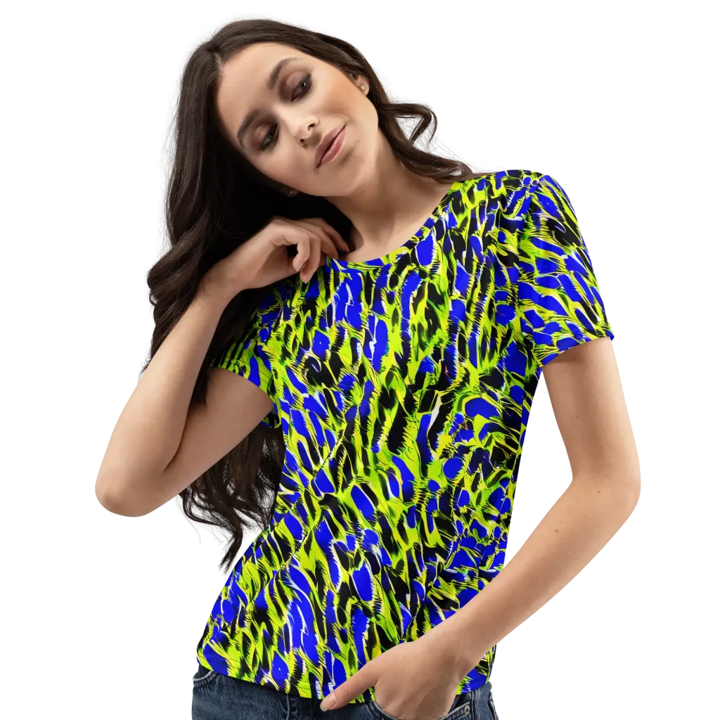 Lime Static on Women's Crew Neck T-Shirt — Left Front