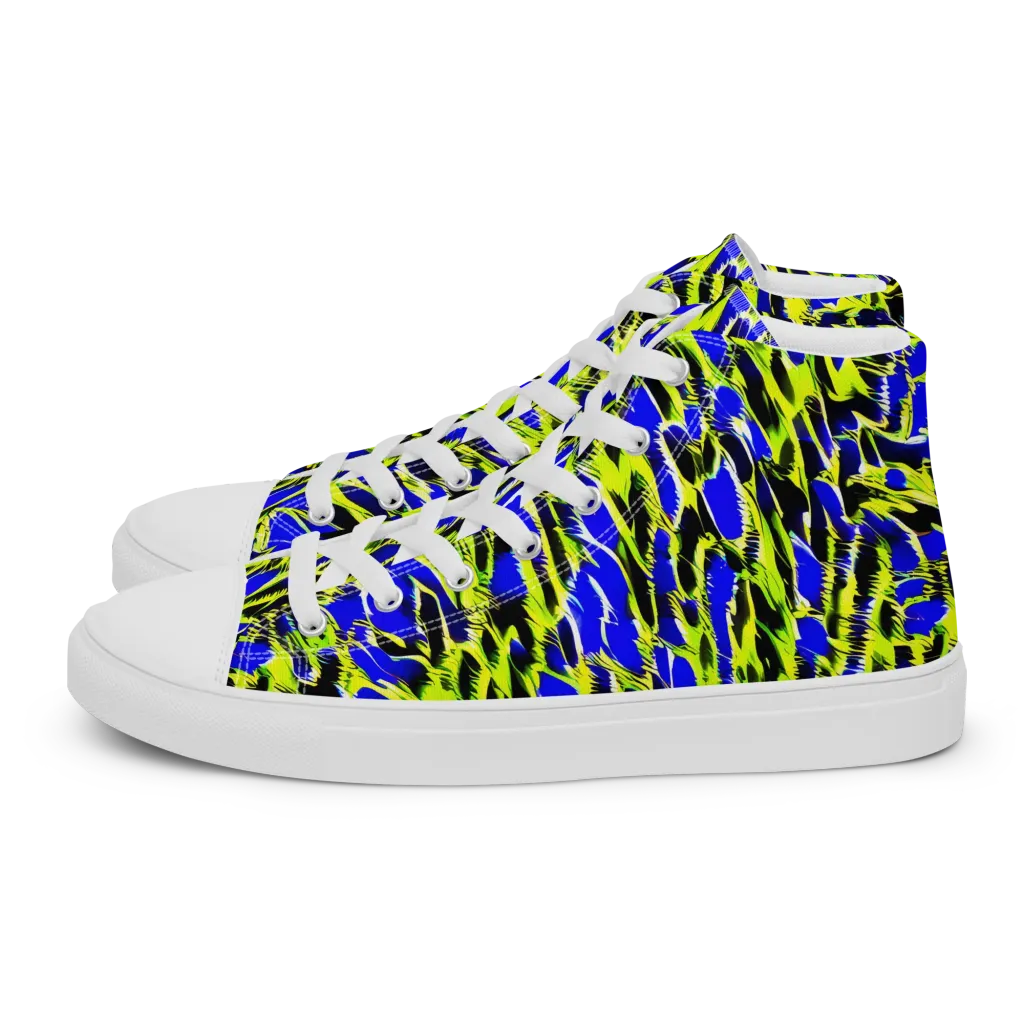 Lime Static on Women's High Top Canvas Shoes — Left