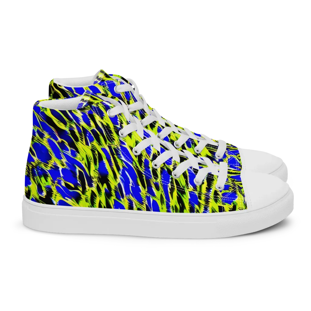 Lime Static on Women's High Top Canvas Shoes — Right